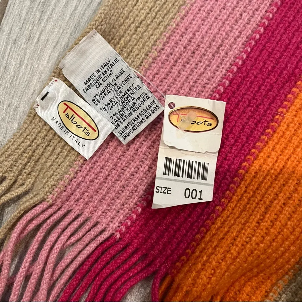 NWT, Talbots Wool Blend Ribbed Knit Multicolor Fringe Scarf - Image 9