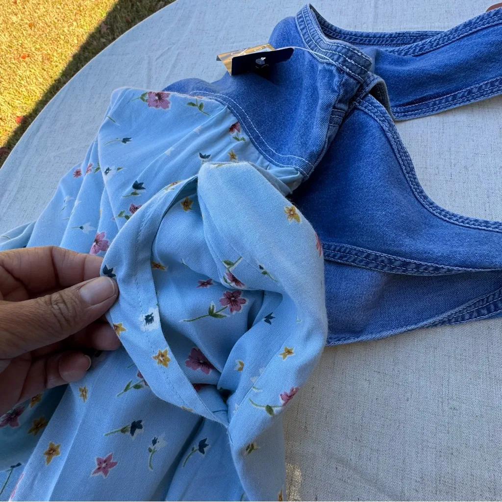 Vintage 90s Kim Roger Denim Floral Women’s Dress Size PL NWT - Image 10