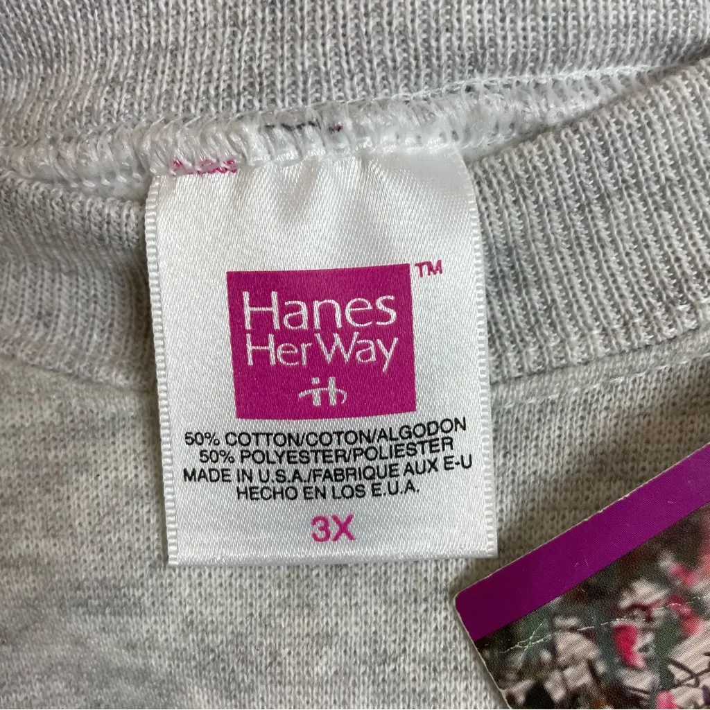 Vintage Hanes‎ Sweatshirt NWT Heather Grey Deadstock Women Plus Size 3X Sporty - Image 7