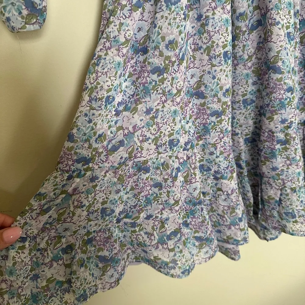 Lush Ruched Sleeve Floral V Neck Mini Dress - Image 5