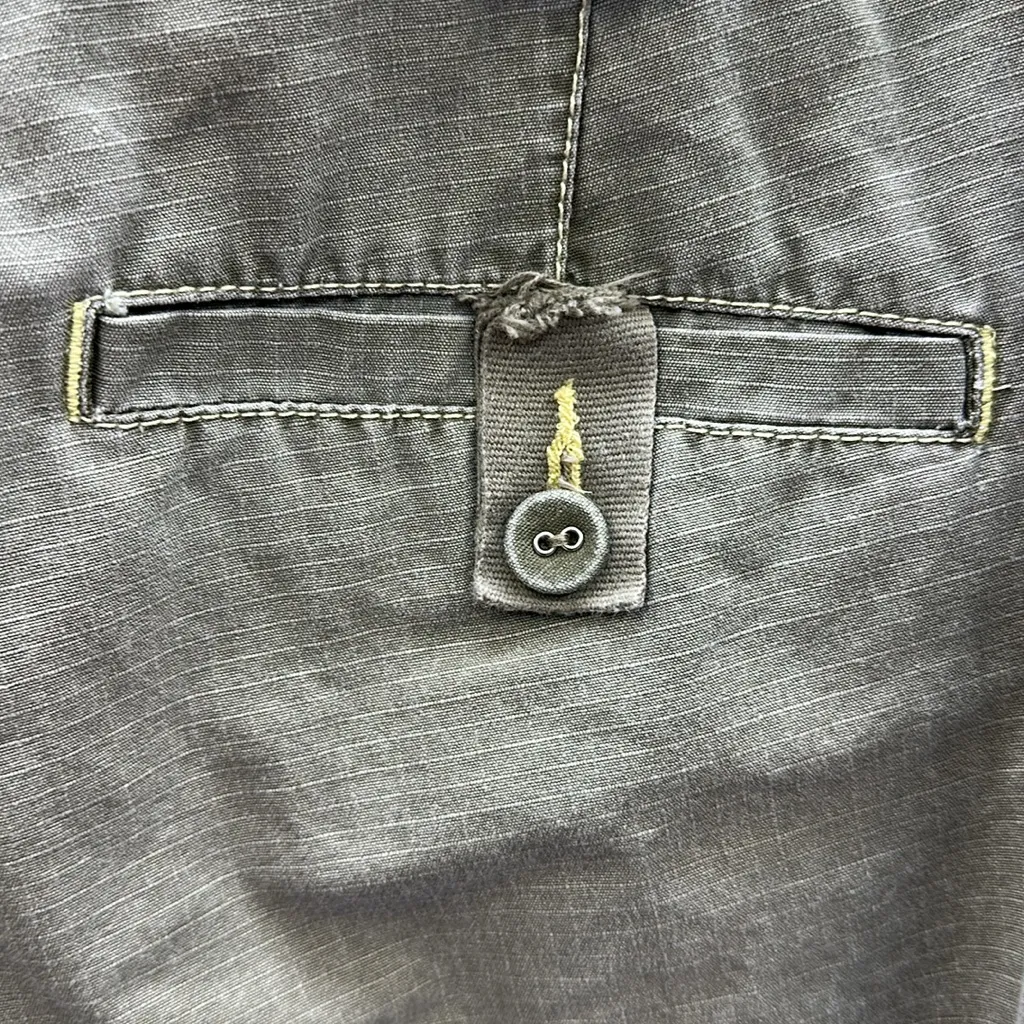 Jeanstar Green Khaki Butterfly Embroidered Embellished Tie Leg Cargo Capri Sz 10 Tan - Image 12