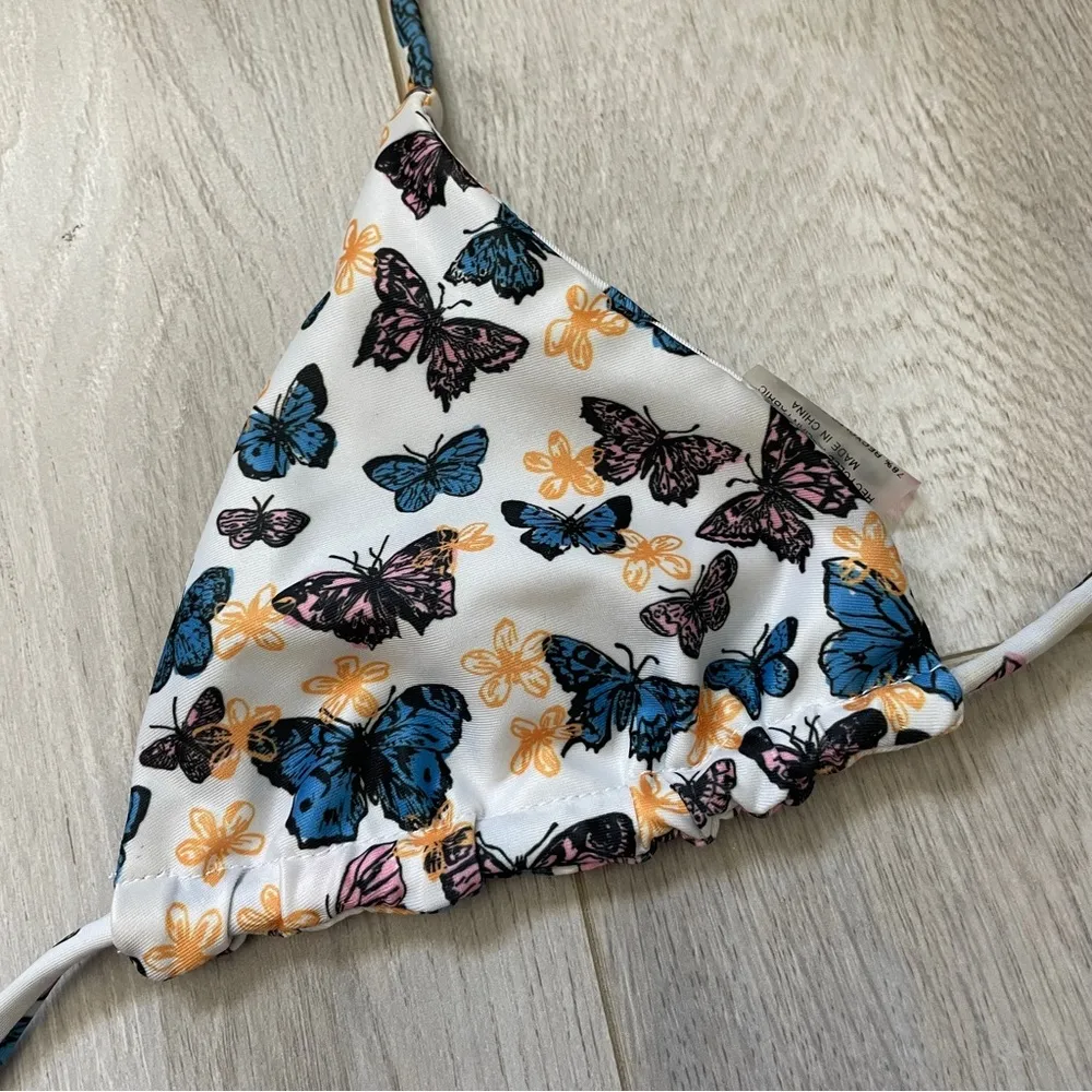 Zazi Swim Butterfly Print Triangle Bikini Top White (XSmall) summer beach Size XS - Image 3
