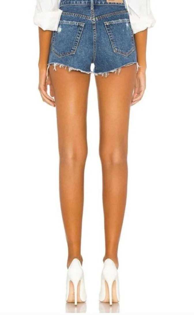 Grlfrnd Denim Cindy Dark Wash “Spin Out” Jean Shorts - Image 3