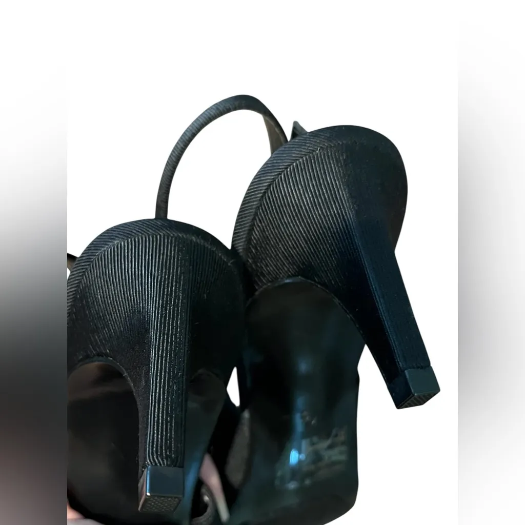 Coach and Four Black Sling Back Peep Toe Kitten Heels Size 7.5 - Image 6