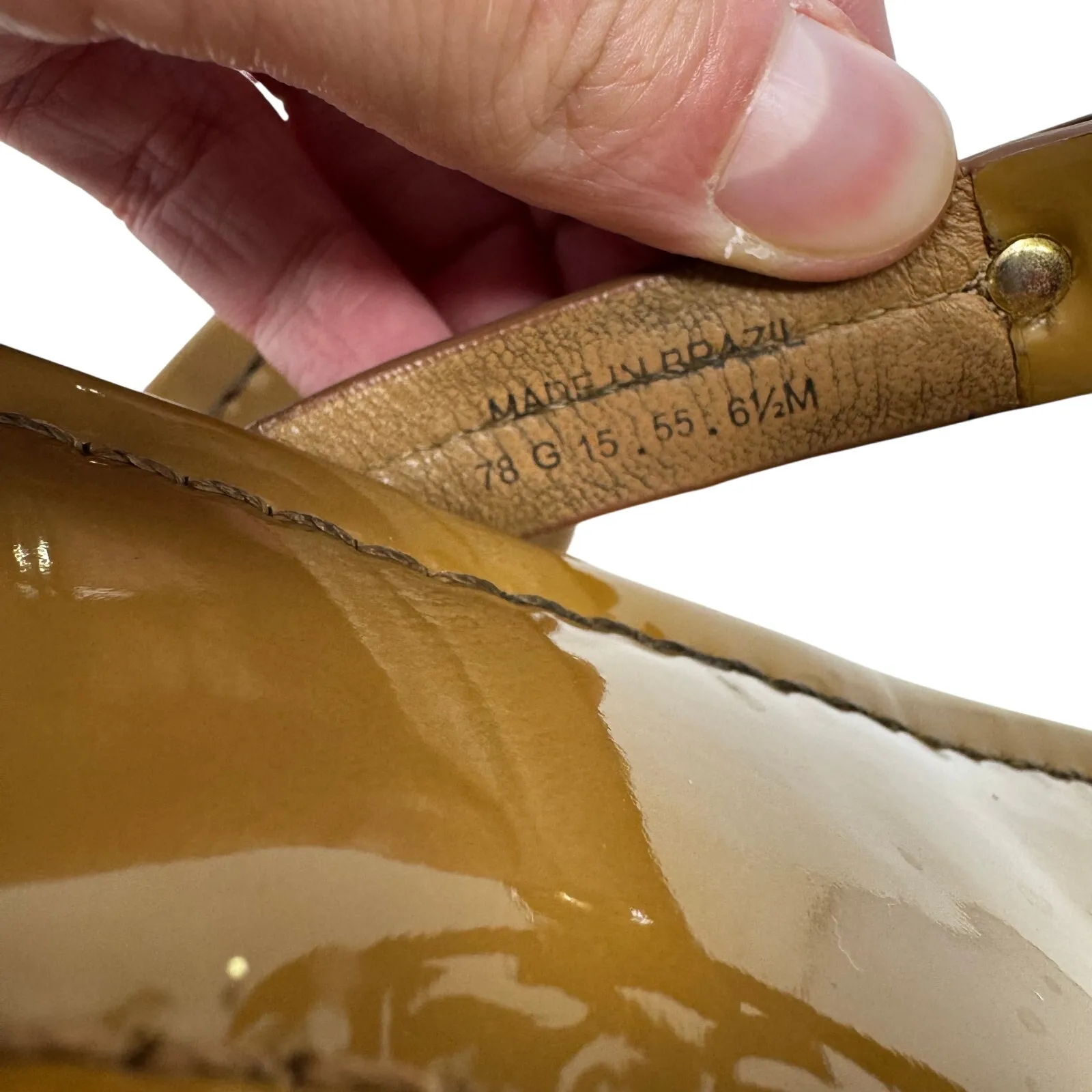 TORY BURCH Tan Caramel Patent Leather Miller Classic Designer Logo Sandals 6.5 - Image 9