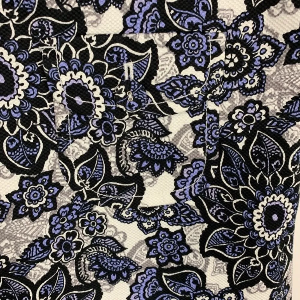 LOFT Skirt Floral Paisley Black Blue White Skirt Sz 10 - Image 5