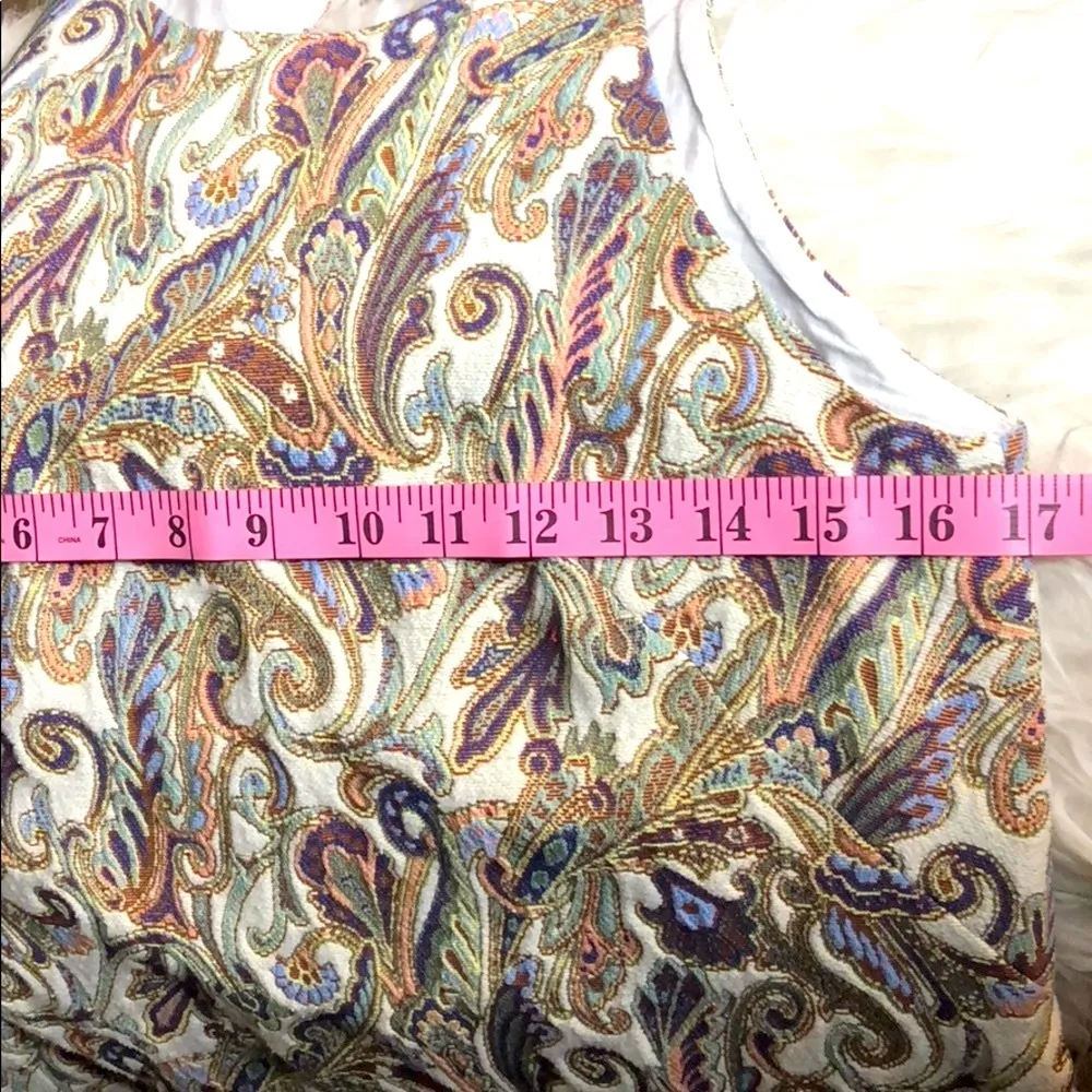 Zara Basic Sleeveless Multicolor Paisley Print Jacquard Shift Dress Size… - Image 8