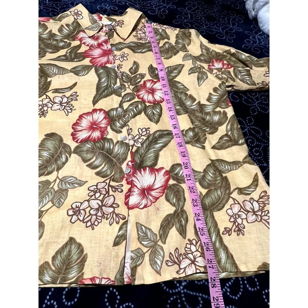 Studio Works XL tunic 100% linen floral pattern button-up long sleeves - Image 6