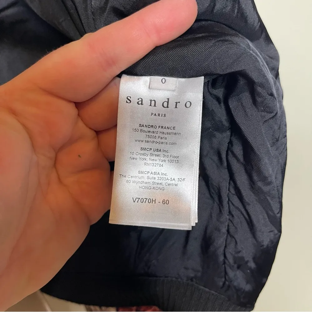 Sandro Jaquard EVORA FLORAL-PRINT CROPPED BOMBER JACKET IN PINK sz 0 US XS - Image 5