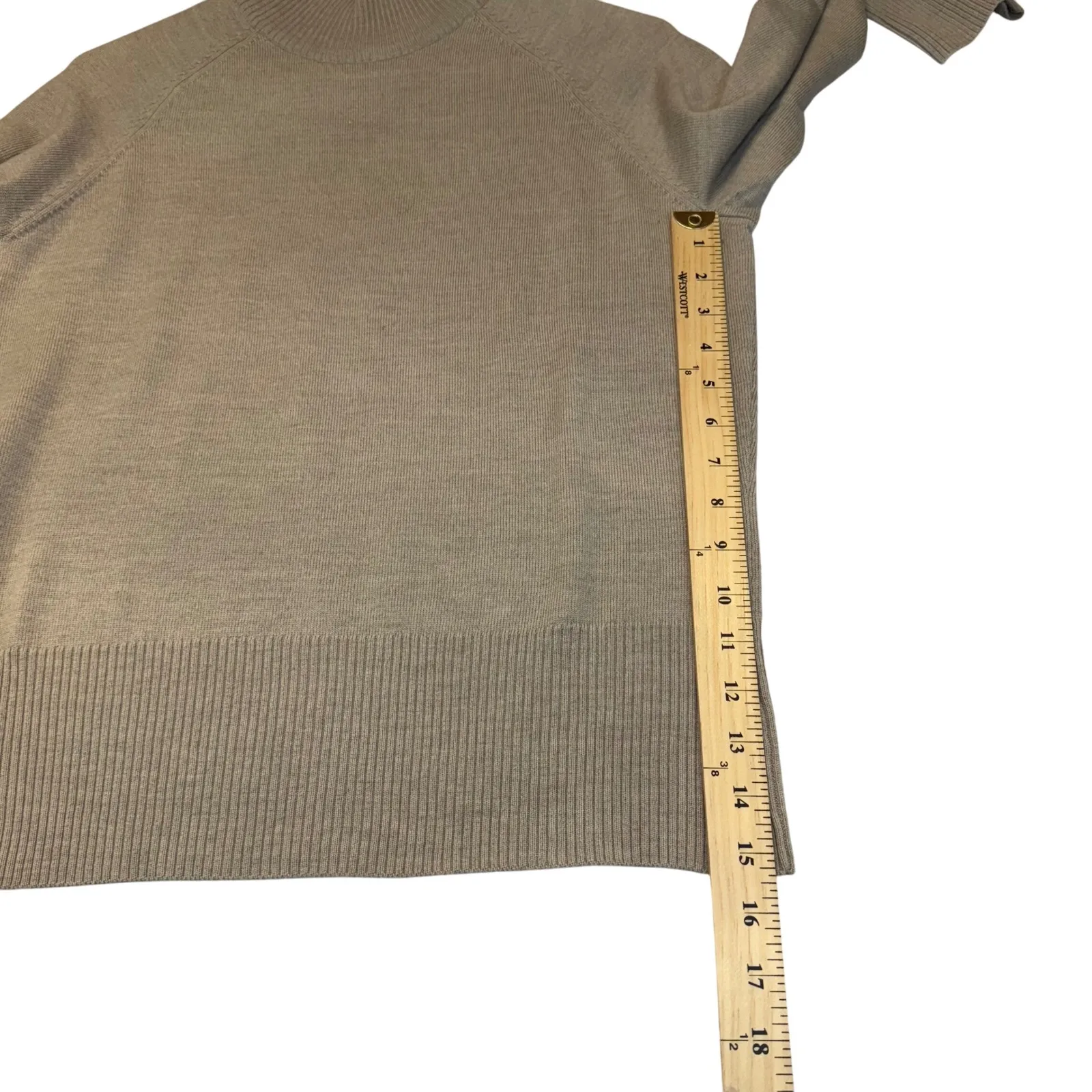 Pursuits Ltd Fine Italian Merino Wool Mock Neck Sweater Taupe Soft Chic Staple L Tan Size L - Image 7