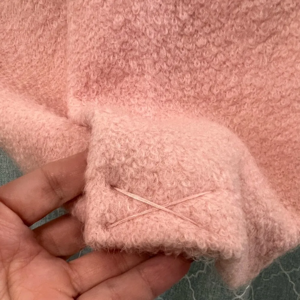 Guess Pink Double Breasted Bouclé Cutaway Coat - Size PXS - Image 12