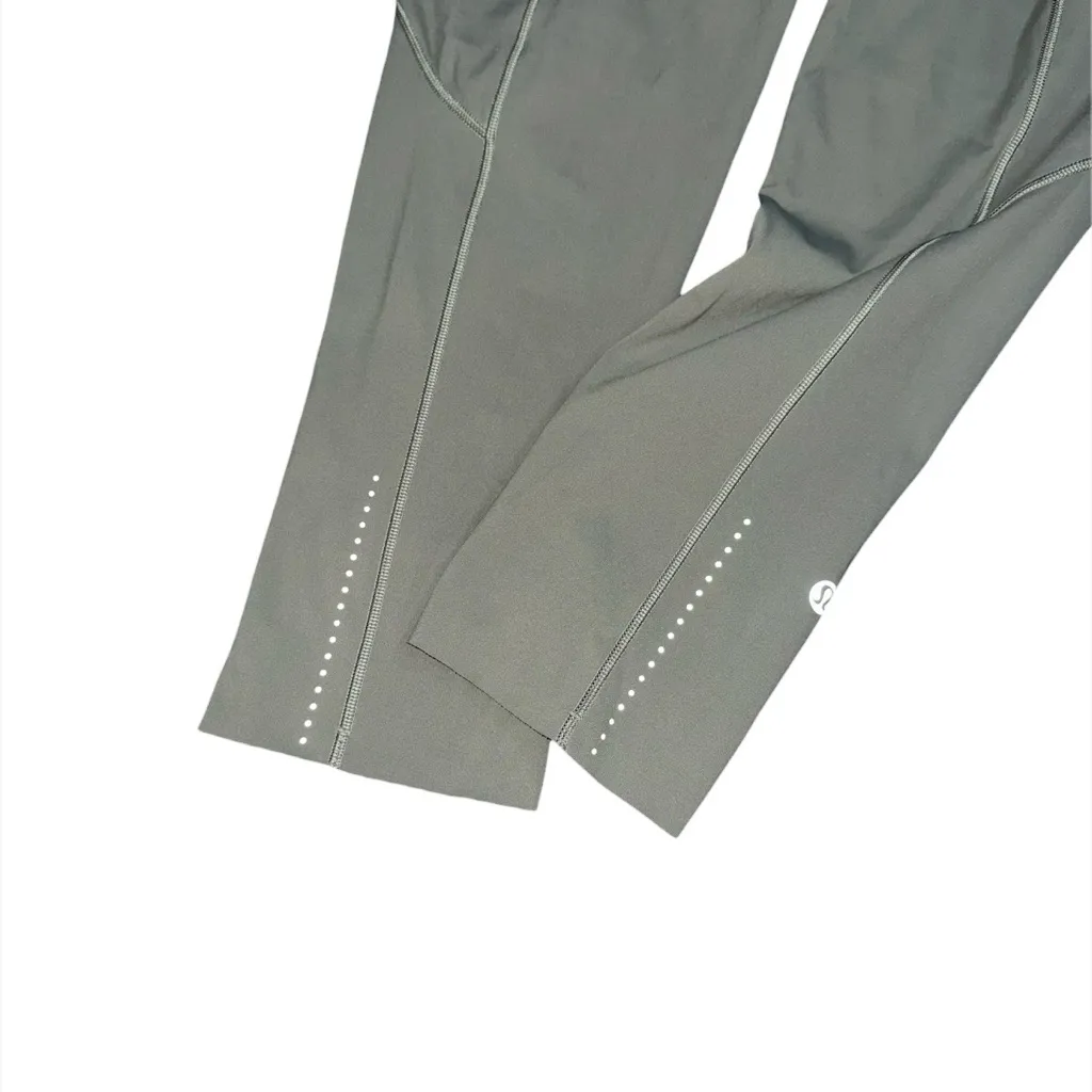 Lululemon Fast & Free Crop II 19” Nulux Grey Sage High Rise Running Leggings 6 - Image 7