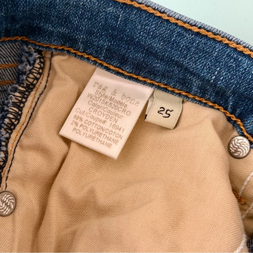 Rag & Bone Hana Croyden Crop Jeans Women’s 25 High Rise Straight Blue - Image 8