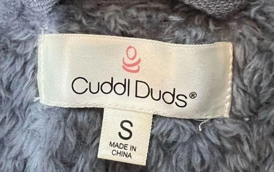 Cuddl duds gray pullover sherpa faux fur zip up front pockets soft size small - Image 7