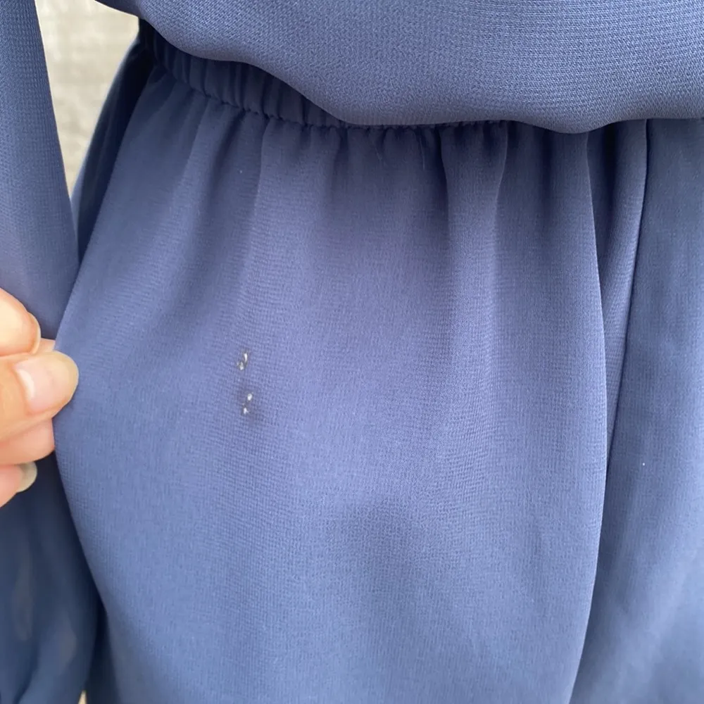 BCBGeneration BCBG Generation Navy Sheer Long Sleeves Cinched Waist Romper Size XXS - Image 9