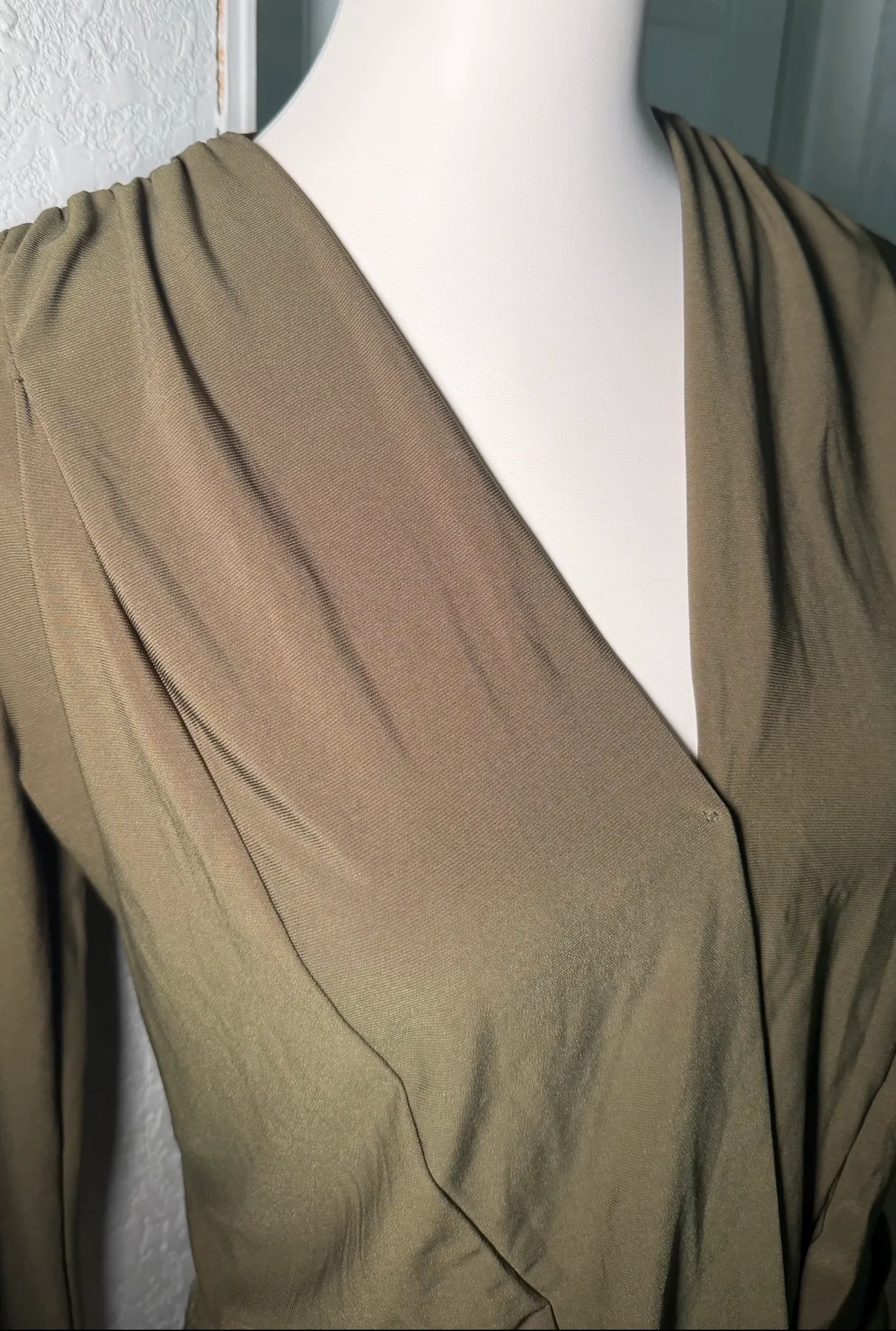 Haute Monde Olive One Piece Bodysuit Solid Women's Size S - Image 9