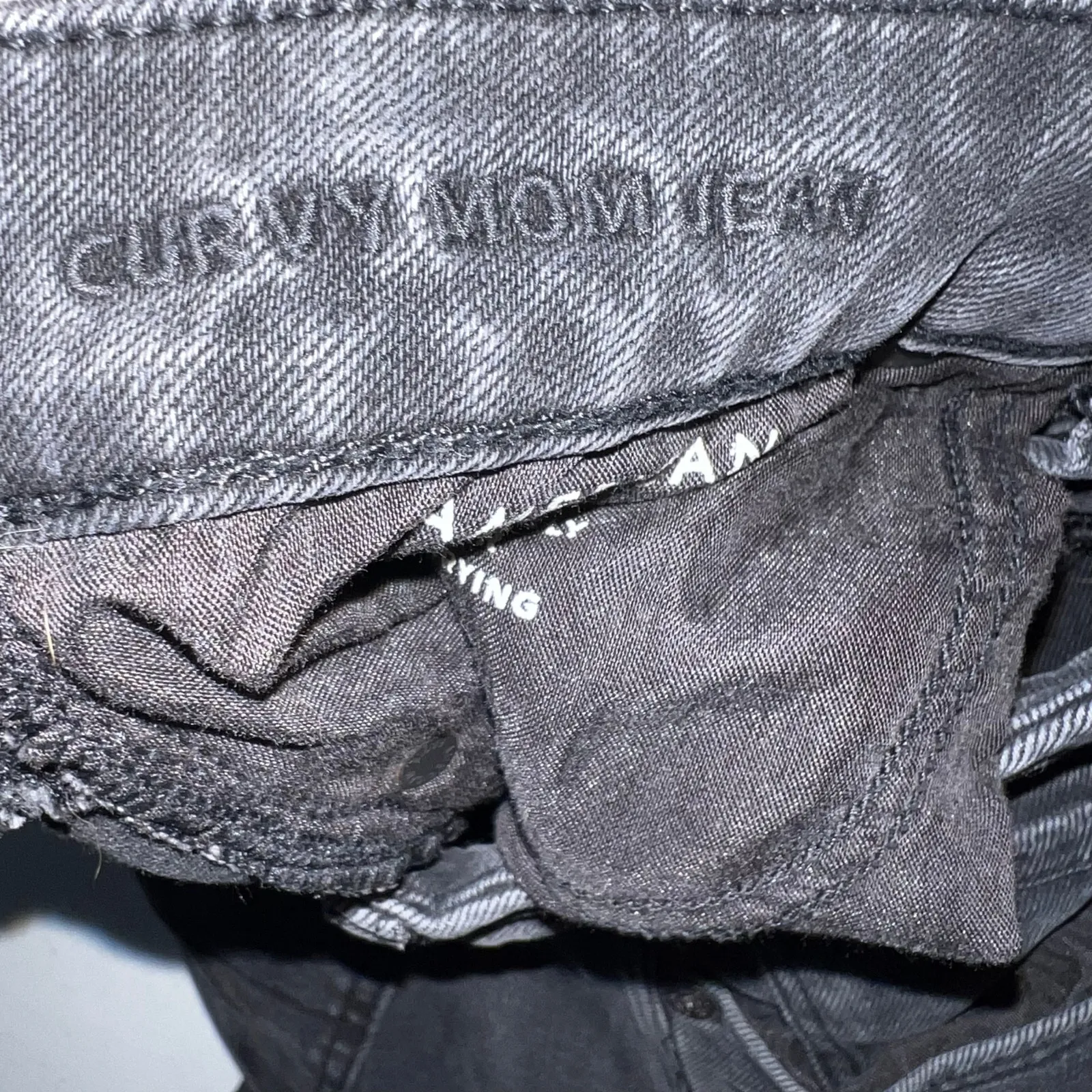 American Eagle Curvy Mom Jeans Womens 6 Black Stretch High Rise Tapered Grunge - Image 7