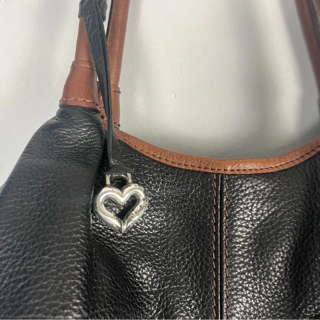 BRIGHTON LONDON GROOVE TATUM PEBBLED LEATHER SHOULDER HANDBAG black brown - Image 2