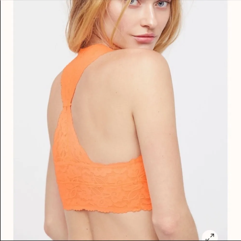 Free People Galloon Lace Bralette Neon Orange XS - Image 3