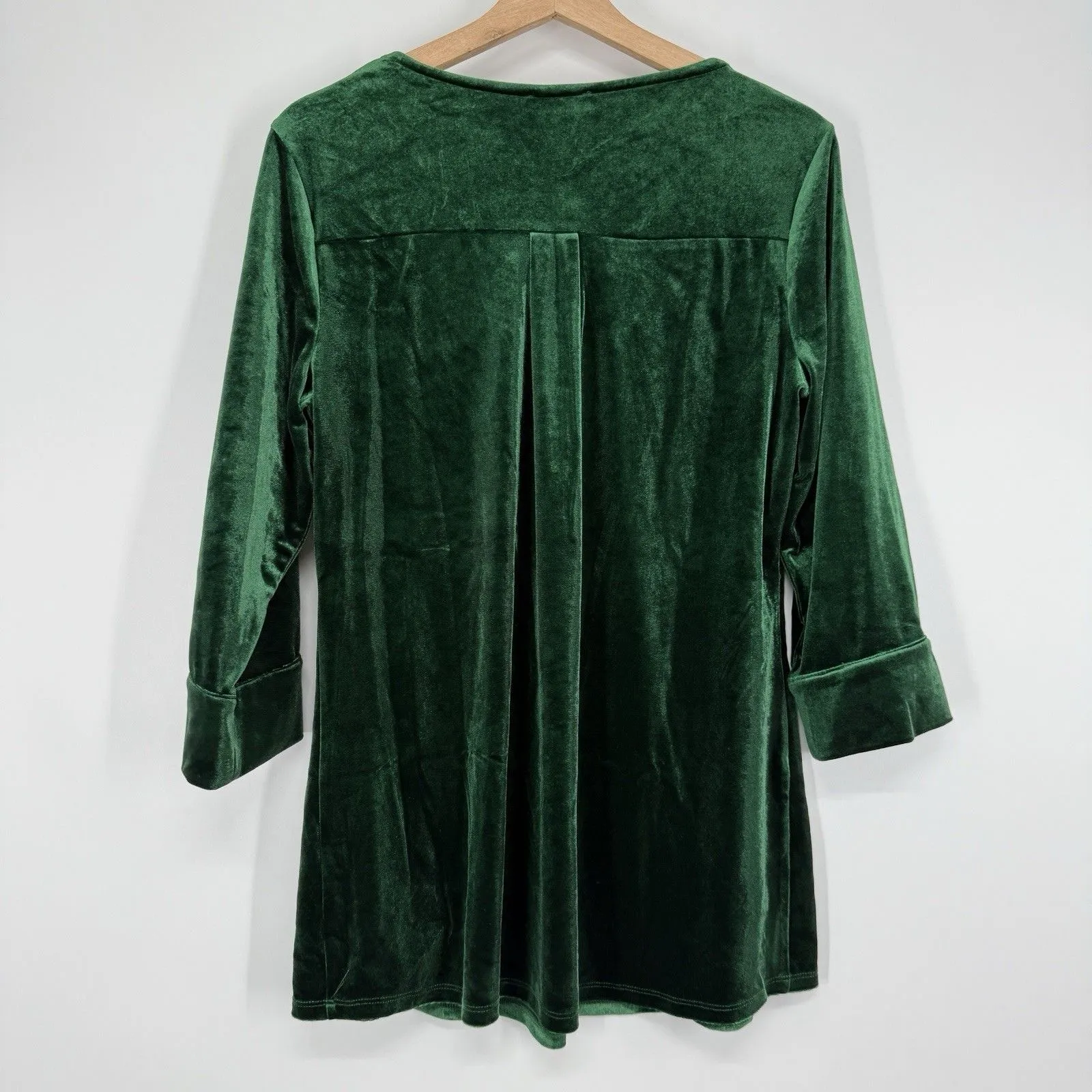 Cocomo Womens Velvet Green Tunic Top Blouse Size M Holiday Festive Size M - Image 4
