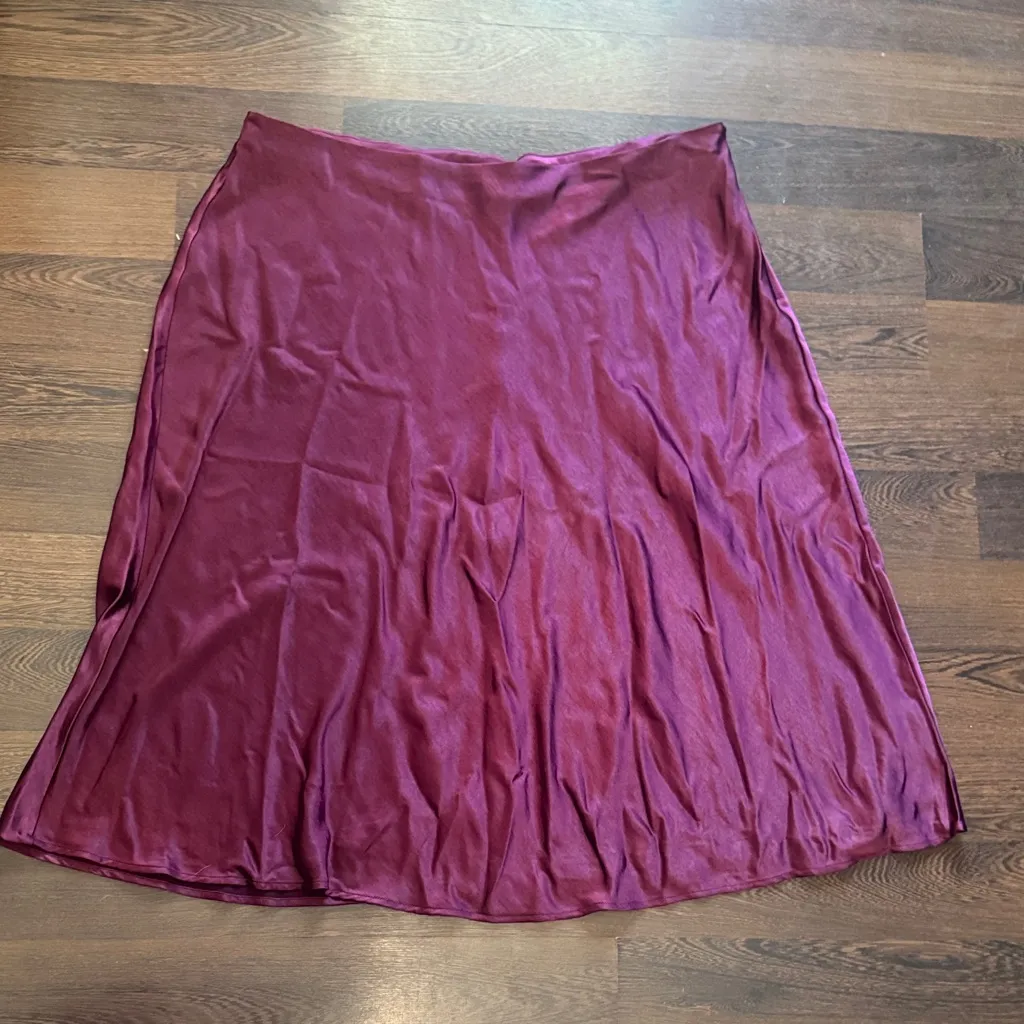 Bar III Midi A-line Satin Woven Skirt Malaga Red 18W - Image 2