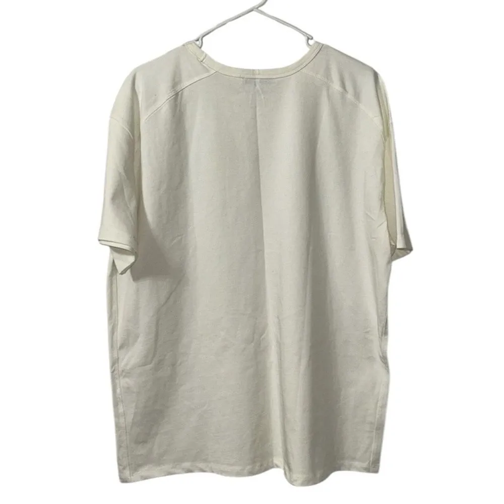 Zara Off-White Crew Neck Cotton T-shirt(Size Small) - Image 4