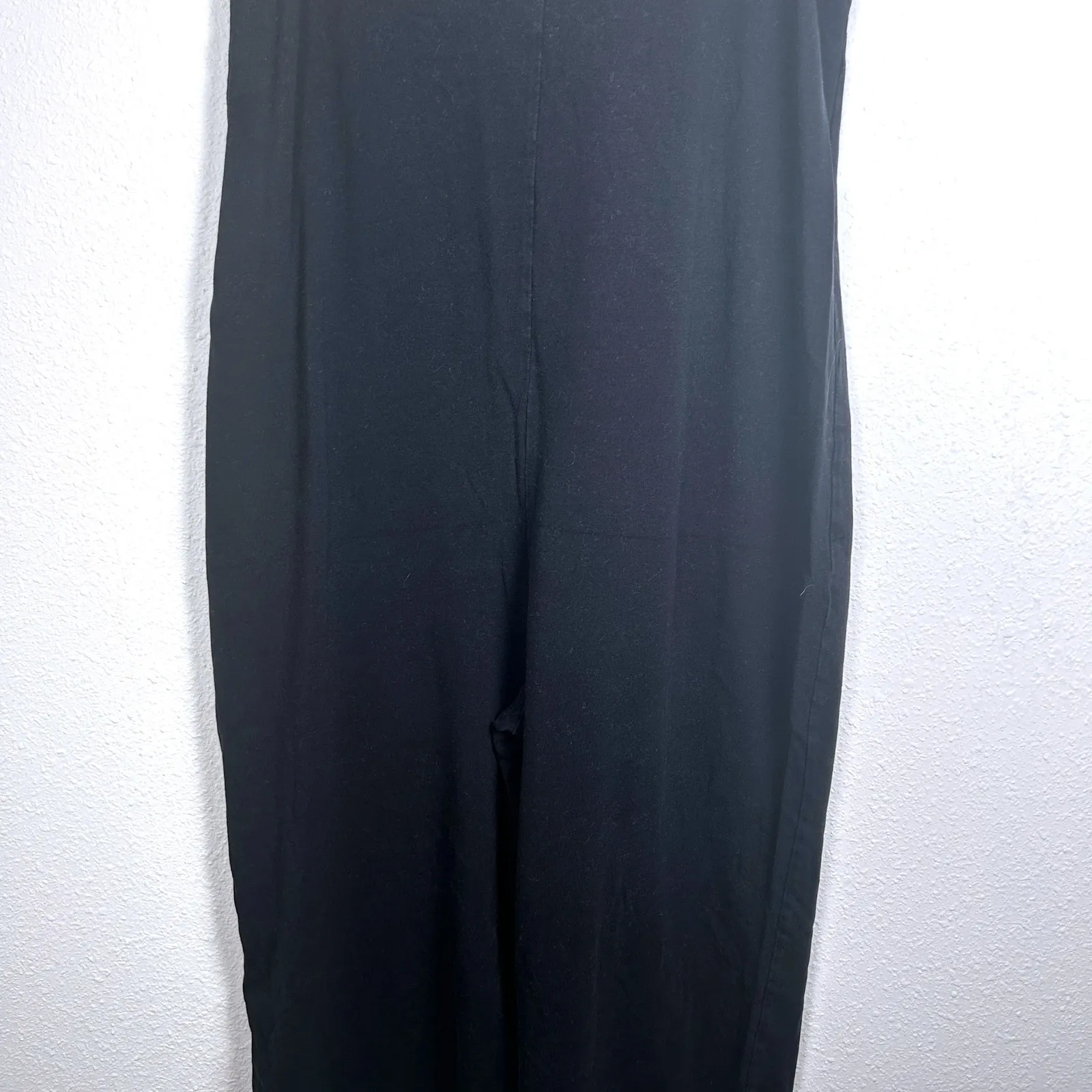 Soma  Henley Black Sleeveless Button Front Jumpsuit Casual Wide Leg Romper Medium - Image 7