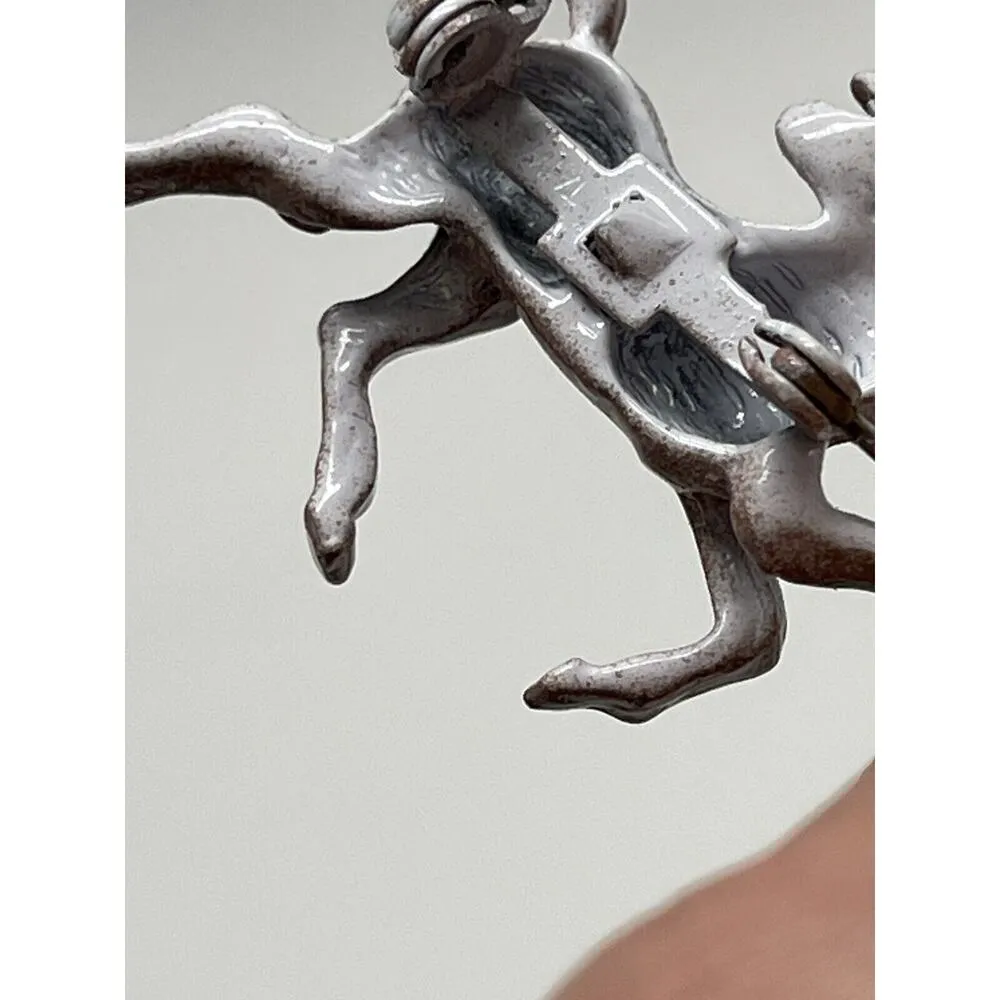 Vintage Enamel Horse Pin Brooch‎ Brown Running Horse Tiawan Retro - Image 8