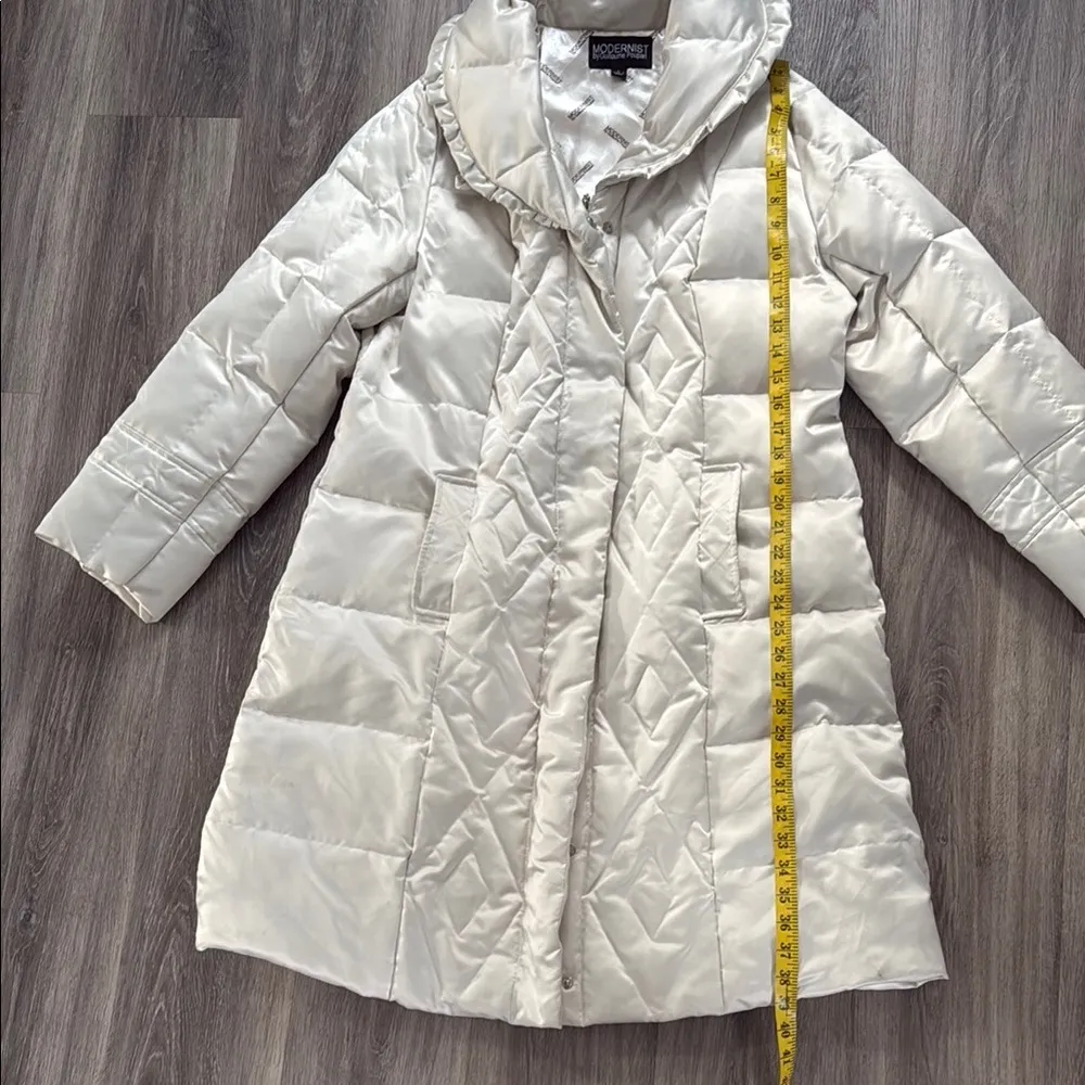 Guillaume Poupart Modernist Women's Beige Puffer Coat Funnel Neck Jacket Size L - Image 8