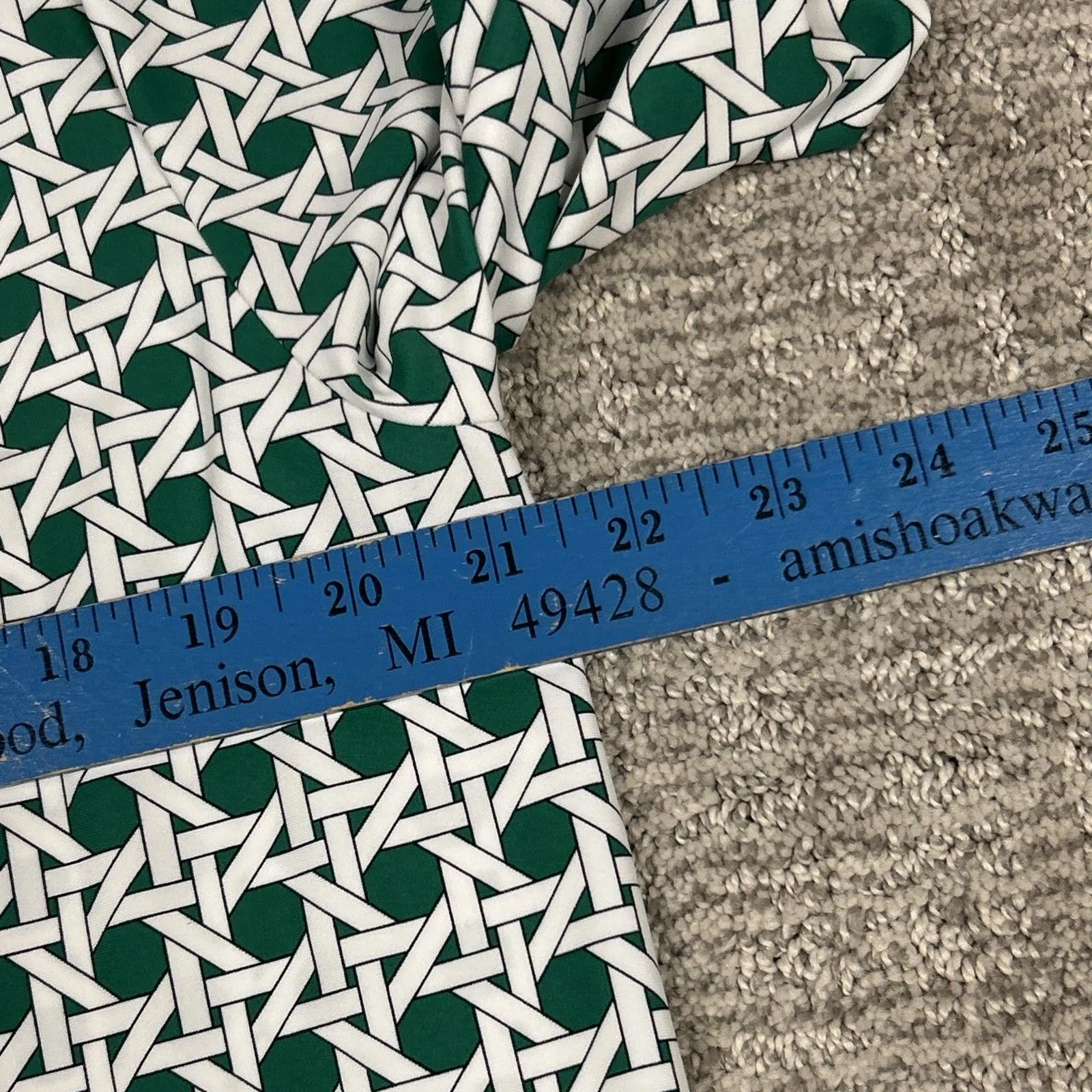 Jude Connally Dress Womens Large Green White Bell Sleeves Stretch Pockets USA - Image 9