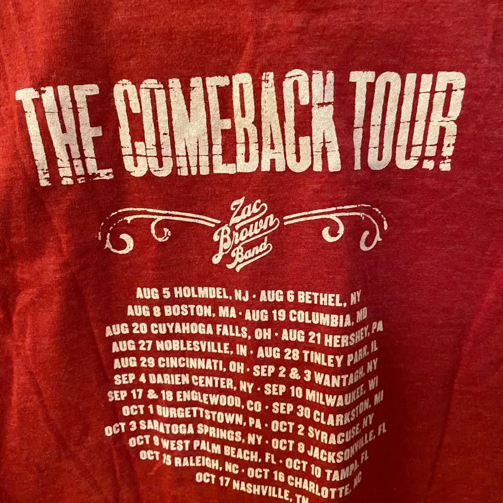 Women’s Zach Brown Band Collective Tour Tee Shirt red - Image 4