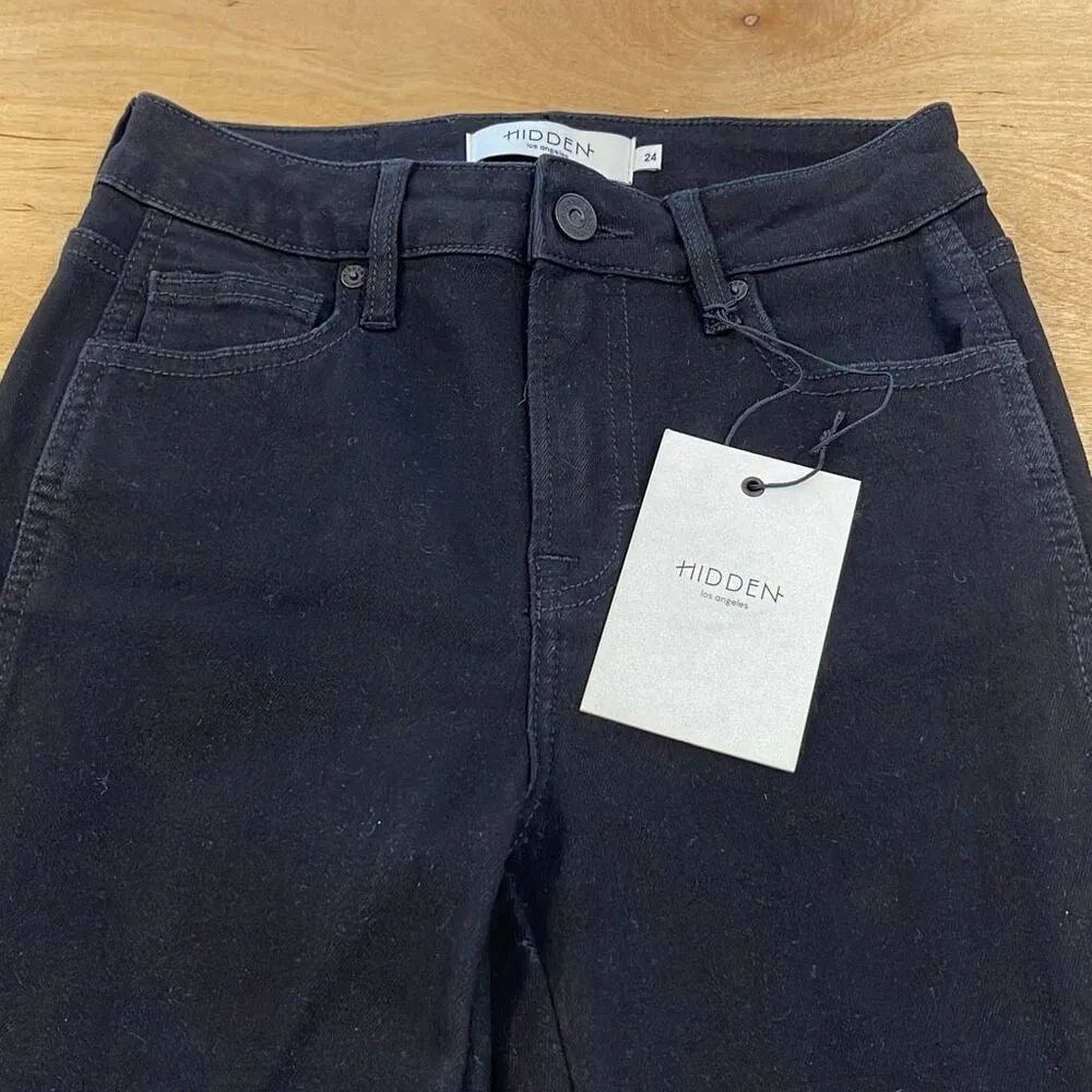 Hidden Los Angeles Womens High Rise Slit Hem Ryan Bootcut Jeans‎ Black Sz 24 NWT - Image 2