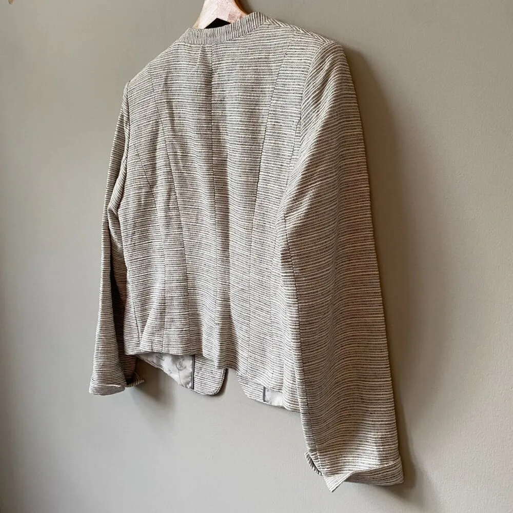 KENAR Nordstrom Womens Large Long Sleeve Striped Linen Career Blazer Jacket Chic - Image 13