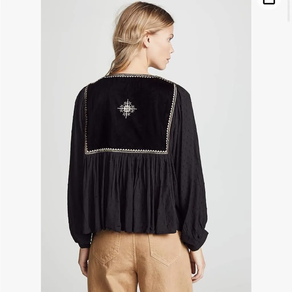 Velvet Graham Spencer Nixi Holiday Black Velvet Star Embroidered Jacket S - Image 9