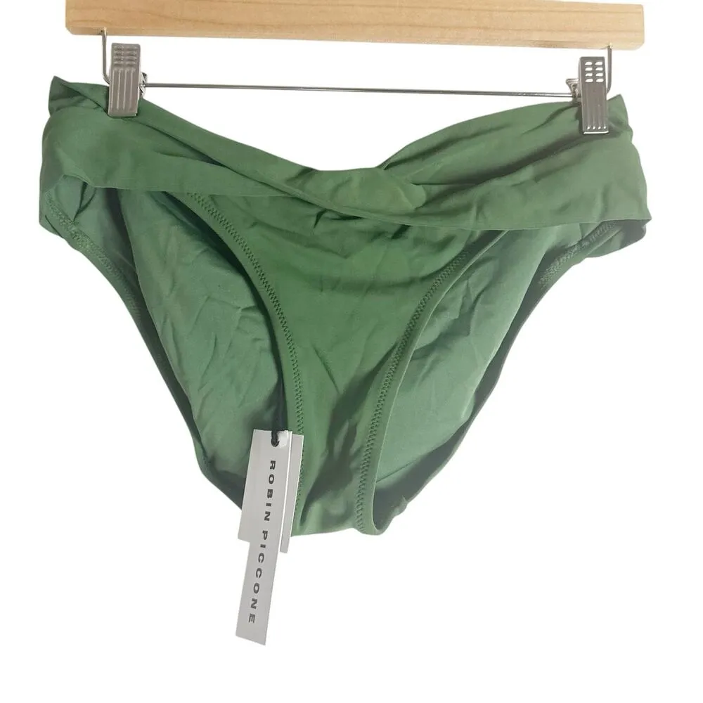 Robin Piccone Malachite Green Banded Twist Front Hipster Bikini Swimsuit Bottoms - Image 3