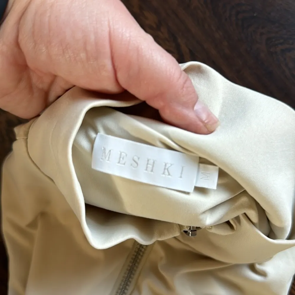 Meshki Paulina Sleeveless High Neck Zip Bodysuit Cream Medium - Image 8