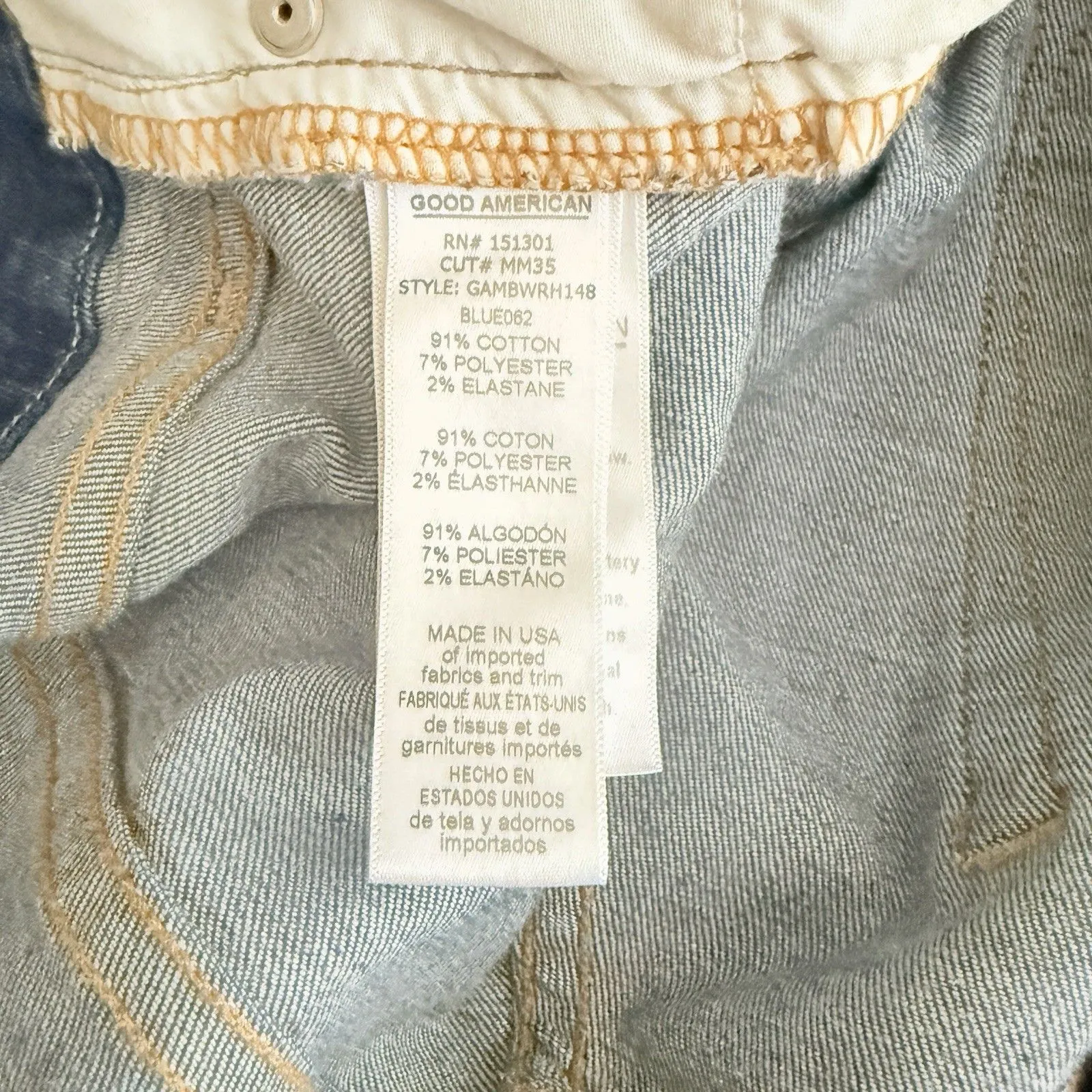 Good American Good Legs Bootcut Crop Jeans 14/32 Blue Distressed Made in USA - Image 9