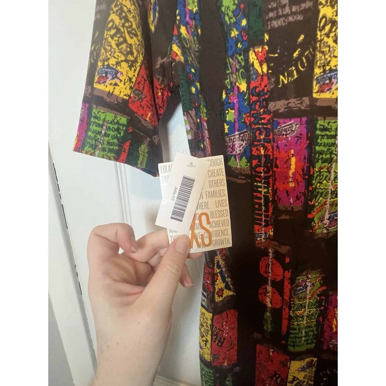 LulaRoe Julia Brown Dress In XS Geometric Pattern Bodycon Style Fast Shipping - Image 3