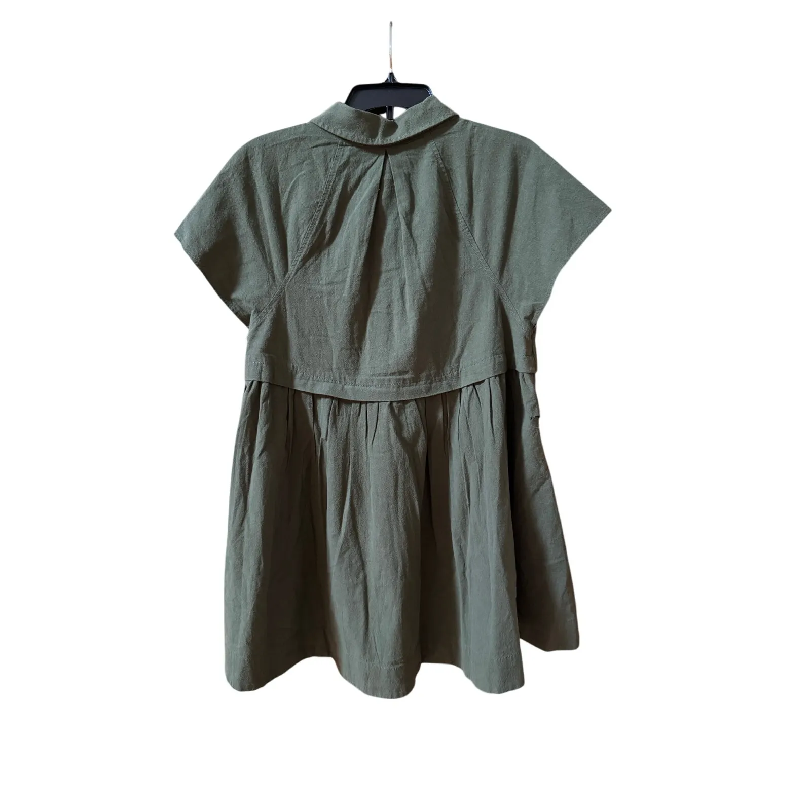 Free People Ronnie Poplin Mini Dress - Size Small - Green (new no tags) - Image 4