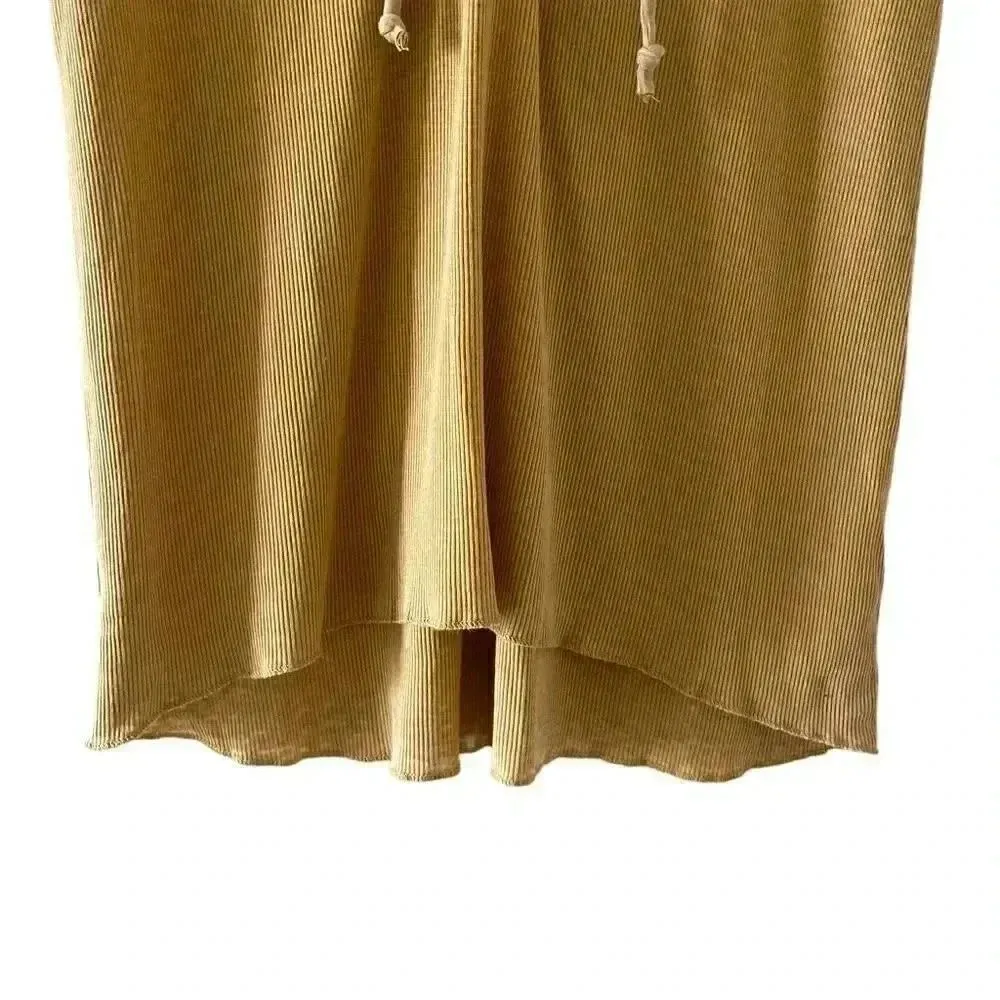 Chaser Marigold LACE UP HI LO RIB TEE Bohemian Women’s Short Sleeves Top SZ M - Image 4