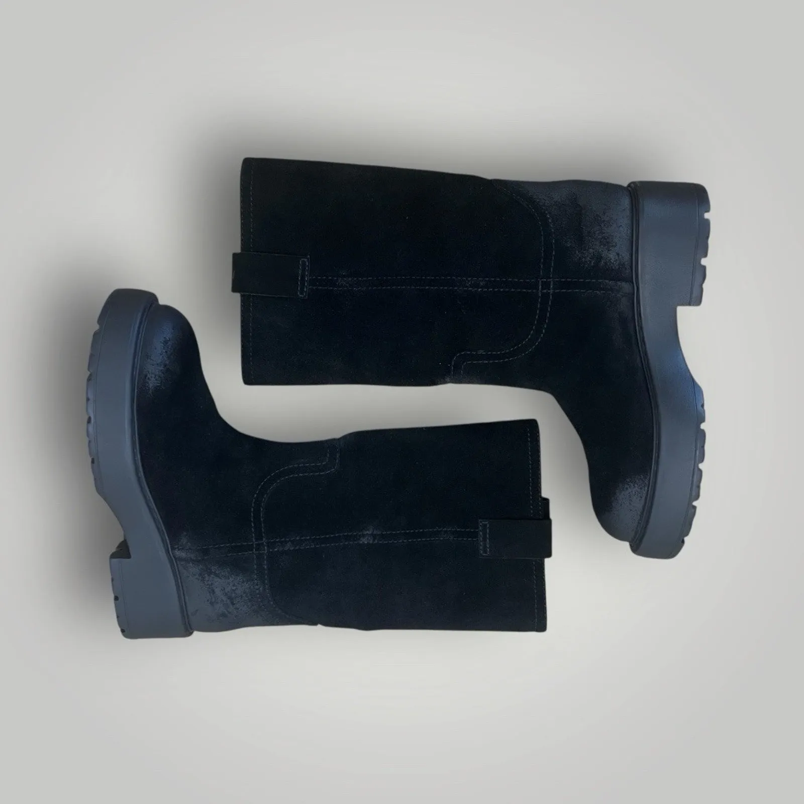 NEW Jeffrey Campbell Wybie Boots Black Oiled Suede Mid-Calf Lug Sole 7.5 - Image 5