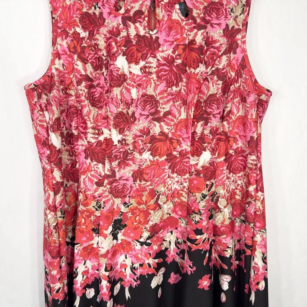 Gabby Skye Plus Size 20W Dress Sleeveless‎ A Line Floral Roses Pink Black 1658 - Image 5
