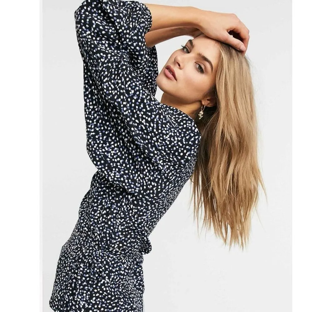 & Other Stories Ecovero Polka Dot V Neck Long Puff Sleeve Wrap Blouse Top Size 0 - Image 3