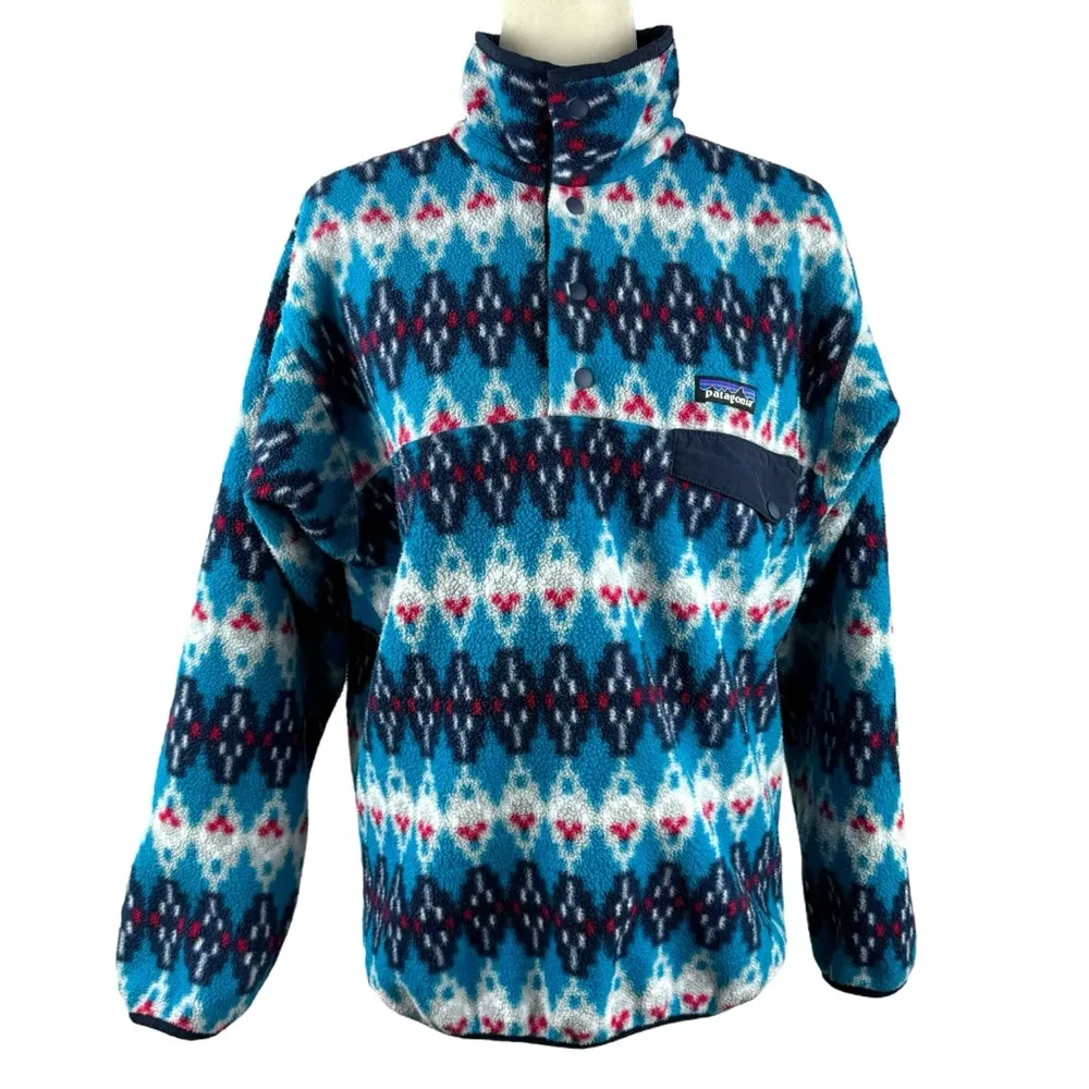 Patagonia Synchilla Fleece Snap-T Pullover Forest Carpet Deep Sea Blue Small - Image 7