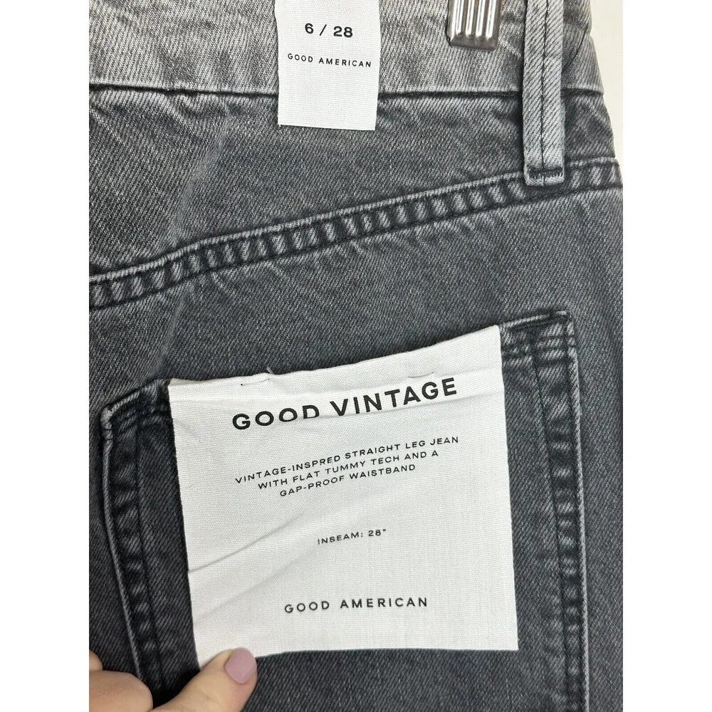 Good American  Jeans Womens Sz 6/28 Good Vintage Two Tone Gray Straight High Rise - Image 7