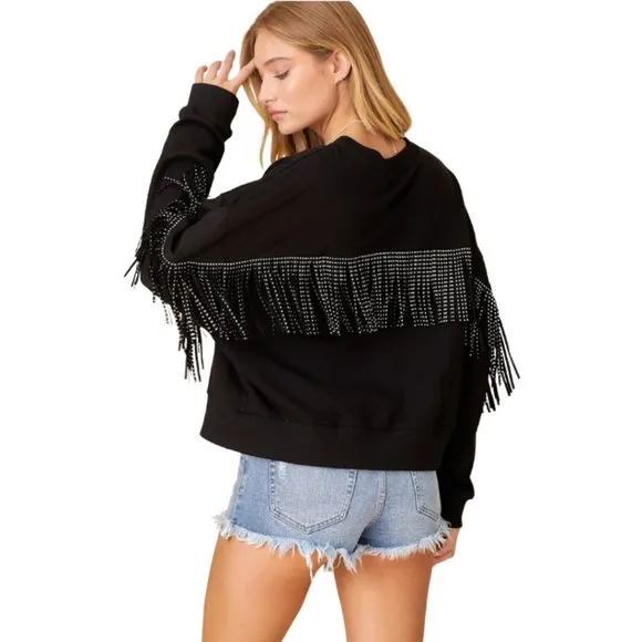 NWOT Fringe Sweatshirt {Size Small} Black - Image 2