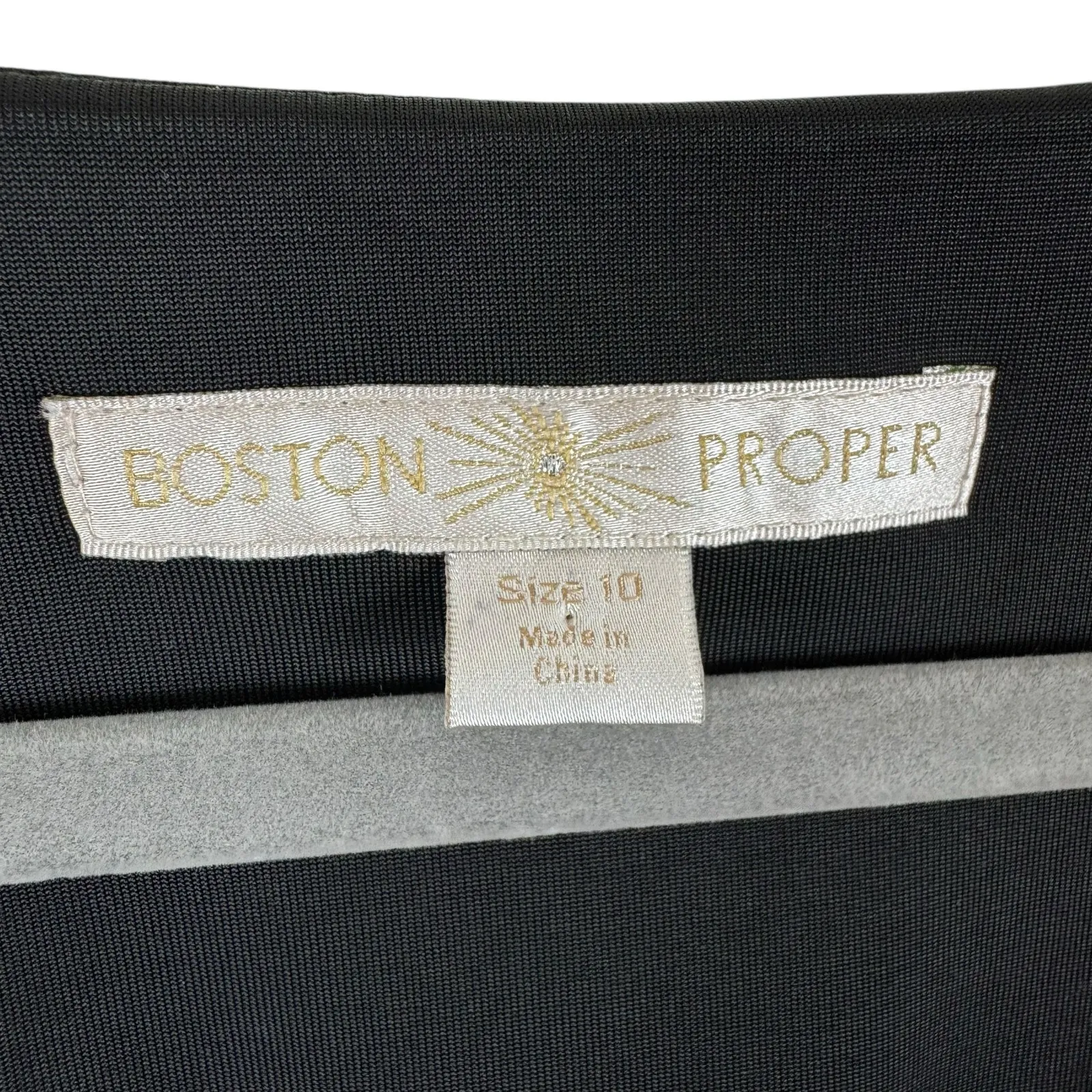 Boston Proper Black Nylon 3/4 Sleeve Jersey Knit V-Neck Sheath Dress Size 10 - Image 5