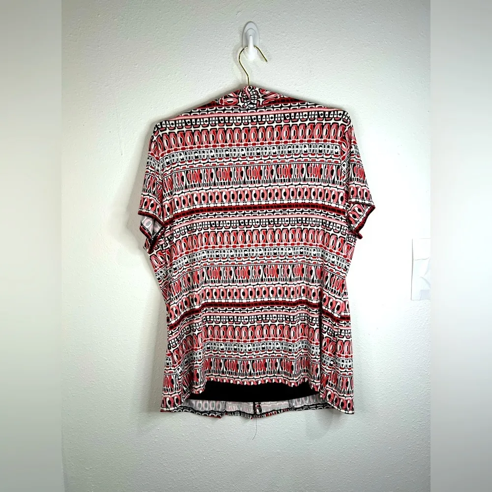 NY Collection Plus Size 1X Geometric Print Short Sleeve Blouse Top Stretchy - Image 6