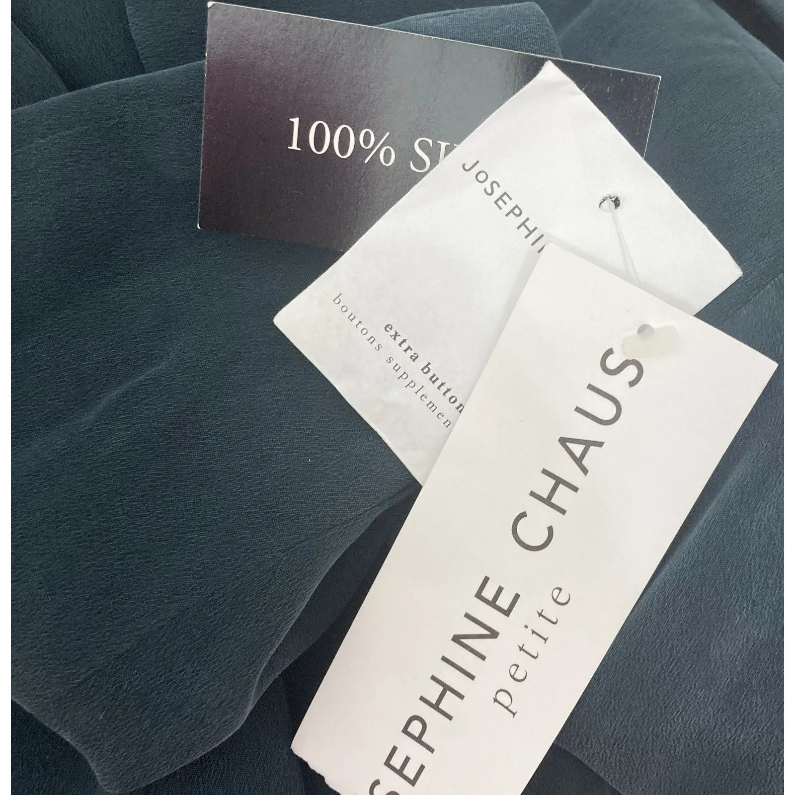 Josephine Chaus Silk Blazer 8P Two Button Green Career Petite NWT ⨠- Image 12