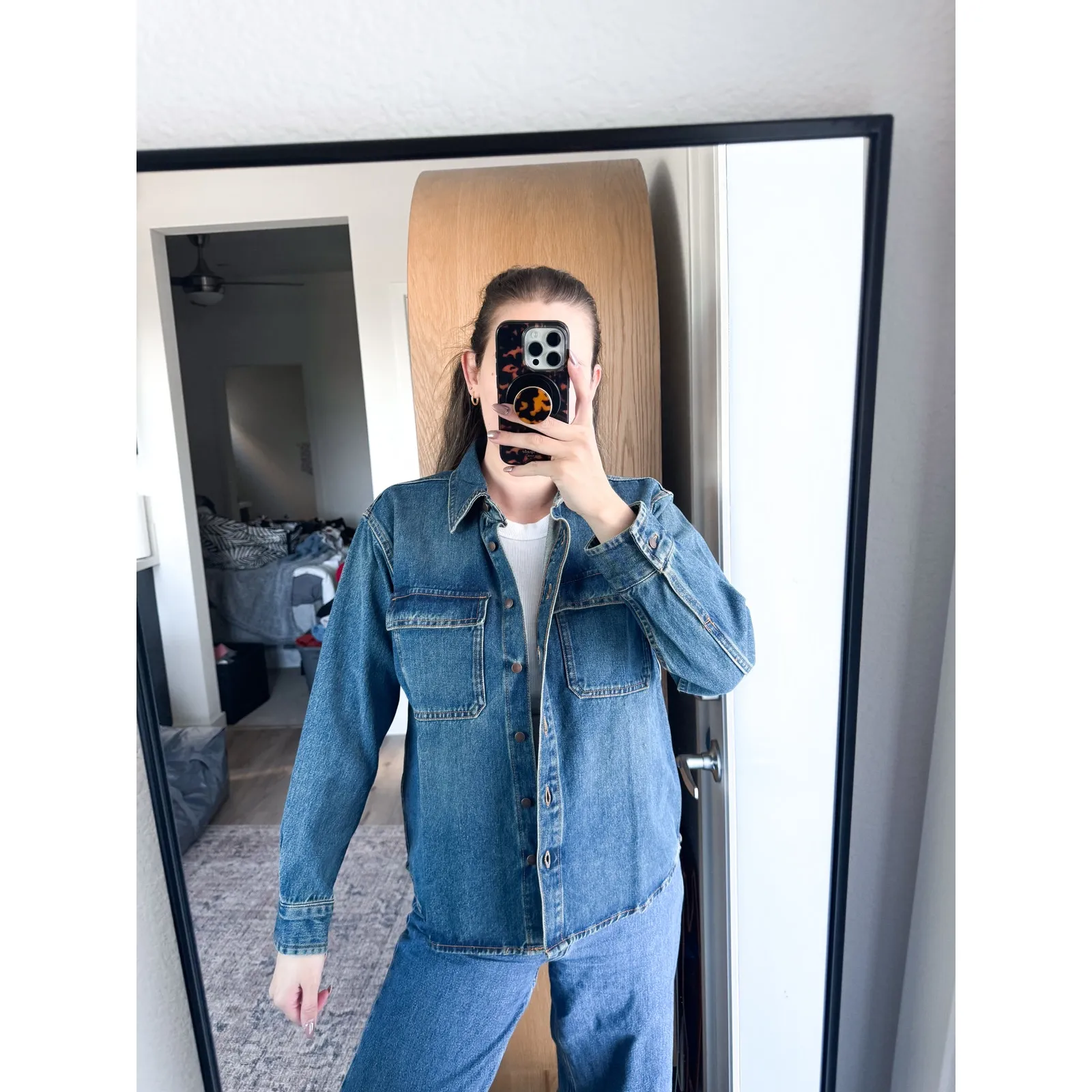 Zara Blue Denim Shirt Jacket - Image 7